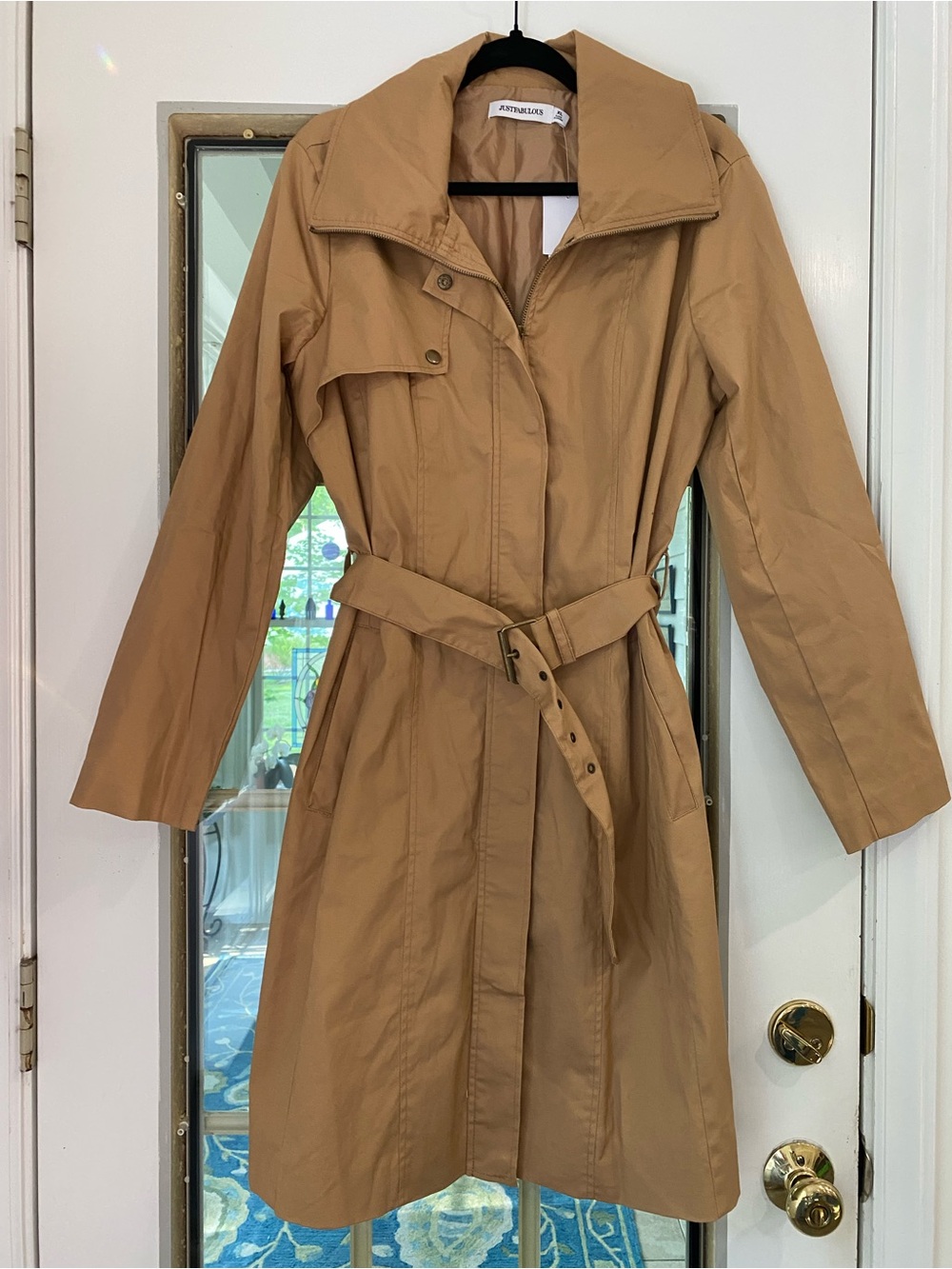 New with tags Just Fabulous camel colored belted trench coat